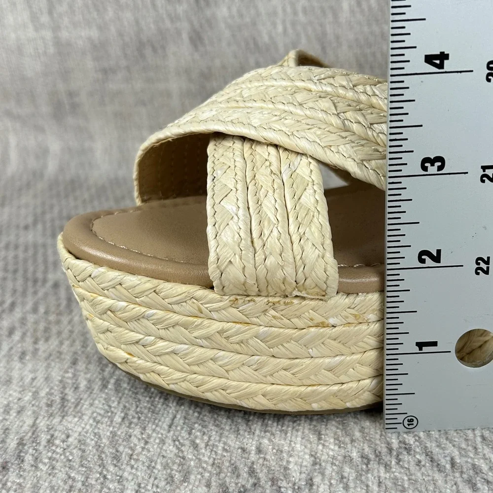 LC Lauren Conrad Galena Natural Woven Braided Wedge Platform Sandals Womens 8.5